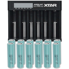 Xtar Queen ANT MC6 Li-ion batterioplader + 12 stk. Samsung INR18650-20R 2000mAh Li Ion batterier